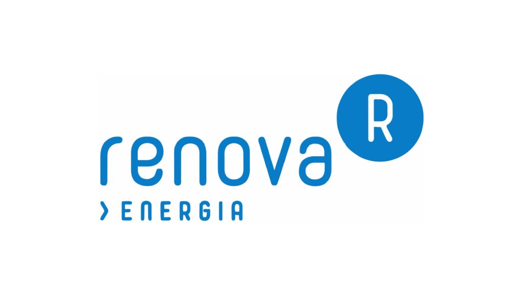 Logo da Renova Energia em azul com símbolo “R” em destaque, empresa de energia no Brasil