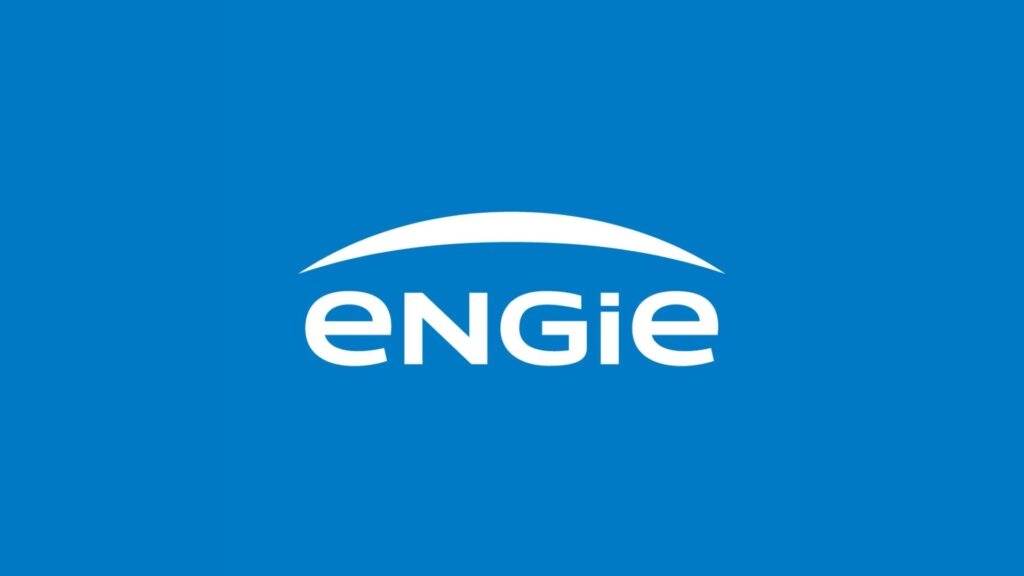 Logo da ENGIE em branco sobre fundo azul